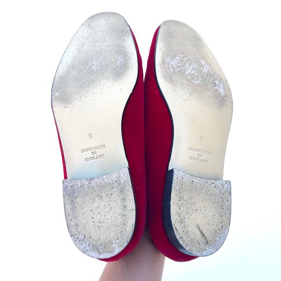 Shipton & Heneage Men’s Velvet Smoking Slippers Loafers Red Crown Quilt US 9 - Picture 7 of 8